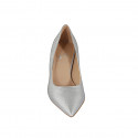 Woman's pointy pump in silver glittered leather heel 5 - Available sizes:  32, 33, 34, 42, 43, 44, 45, 46