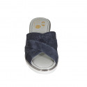 Mule pour femmes en cuir bleu et bleu daim imprimé talon compensé 5 - Pointures disponibles:  42, 45
