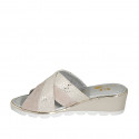 Mule pour femmes en daim taupe et daim beige imprimé platine talon compensé 5 - Pointures disponibles:  42, 43, 44