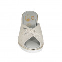 Woman's mule in beige suede and platinum printed suede wedge heel 5 - Available sizes:  32, 34, 42, 44, 45
