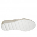 Mule pour femmes en daim beige et daim imprimé platine talon compensé 5 - Pointures disponibles:  42, 44, 45