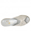 Mule pour femmes en daim beige et daim imprimé platine talon compensé 5 - Pointures disponibles:  42, 44, 45
