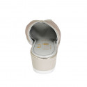 Mule pour femmes en daim beige imprimé platine et cuir imprimé marron clair talon compensé 5 - Pointures disponibles:  32, 45