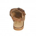 Woman'sandal with adjustable buckle in cognac brown suede heel 2 - Available sizes:  32, 33, 34, 44, 45