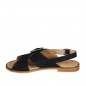 Woman'sandal with adjustable buckle in black suede heel 2 - Available sizes:  32, 33, 34, 42, 44, 45