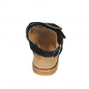 Woman'sandal with adjustable buckle in black suede heel 2 - Available sizes:  32, 33, 34, 42, 43, 44, 45