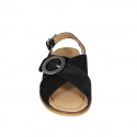 Sandale pour femmes avec boucle régolable en daim noir talon 2 - Pointures disponibles:  32, 34, 42, 44
