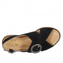 Sandale pour femmes avec boucle régolable en daim noir talon 2 - Pointures disponibles:  32, 33, 34, 42, 44, 45