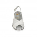 Sandale pour femmes avec coupe basse en cuir blanc et daim imprimé gris talon compensé 5 - Pointures disponibles:  33