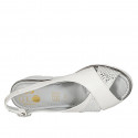 Sandalo scollato da donna in pelle bianca e camoscio stampato grigio zeppa 5 - Misure disponibili: 32, 33, 34, 42, 43, 45