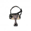 Sandalia con cinturon y pedreria de cristal multicolor para mujer en gamuza negra tacon 10 - Tallas disponibles:  32, 34, 42, 43, 46