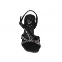 Sandale avec courroie et strass en cristal multicouleur pour femmes en daim noir talon 10 - Pointures disponibles:  32, 34, 42, 43, 46