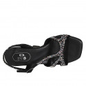 Sandale avec courroie et strass en cristal multicouleur pour femmes en daim noir talon 10 - Pointures disponibles:  32, 33, 34, 42, 43, 46