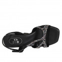 Sandale avec courroie et strass en cristal multicouleur pour femmes en daim noir talon 10 - Pointures disponibles:  32, 34, 42, 43, 46