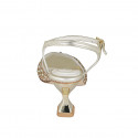 Sandale avec courroie et strass en cristal multicouleur pour femmes en cuir lamé platine talon 8 - Pointures disponibles:  43, 46