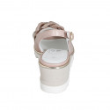 Woman's sandal in light pink leather with chain wedge heel 6 - Available sizes:  32, 33, 34, 42, 43, 44, 45