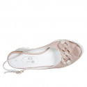 Woman's sandal in light pink leather with chain wedge heel 6 - Available sizes:  32, 33, 34, 42, 43, 44, 45