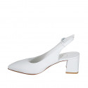 Woman's pointy slingback pump in white leather heel 6 - Available sizes:  34, 43, 45