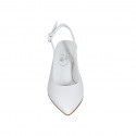 Chaussure ouverte au talon à bout pointu pour femmes en cuir blanc talon 6 - Pointures disponibles:  34, 43, 45