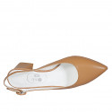 Zapato destalonado a punta para mujer en piel cognac tacon 6 - Tallas disponibles:  42