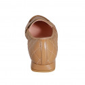 Mocasino a punta para mujer en piel acolchada cognac con tacon 2 - Tallas disponibles:  42, 43