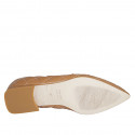Mocasino a punta para mujer en piel acolchada cognac con tacon 2 - Tallas disponibles:  42, 43