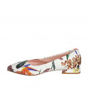 Woman's pointy shoe in white multicolored floral-printed leather heel 2 - Available sizes:  34, 42, 44