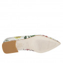 Chaussure à bout pointu pour femmes en cuir blanc imprimé floral multicouleur talon 2 - Pointures disponibles:  34, 42, 44
