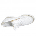 Woman's laced shoe with zippers in white and platinum leather wedge heel 4 - Available sizes:  42, 43