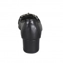 Scarpa aperta in punta da donna con accessorio in pelle nera tacco 4 - Misure disponibili: 32, 33, 34, 42, 43, 44, 45, 46