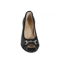 Chaussure à bout ouvert pour femmes avec accessoire en cuir noir talon 4 - Pointures disponibles:  32, 33, 34, 42, 43, 45, 46