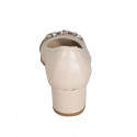 Chaussure à bout ouvert pour femmes avec accessoire en cuir rose clair talon 4 - Pointures disponibles:  32, 42, 43, 44, 45