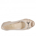 Zapato abierto en punta para mujer con accesorio en piel rosa claro tacon 4 - Tallas disponibles:  32, 42, 43, 44, 45