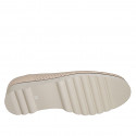 Ballerine pour femmes en cuir perforé rose clair avec bout droit talon compensé 3 - Pointures disponibles:  34, 44, 45