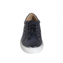 Zapato para hombre con cordones y plantilla extraible en piel azul - Tallas disponibles:  38, 46