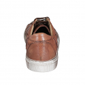 Scarpa stringata da uomo con plantare estraibile in pelle e pelle intrecciata color cuoio - Misure disponibili: 37, 38, 46, 47, 48