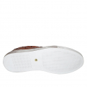 Scarpa stringata da uomo con plantare estraibile in pelle e pelle intrecciata color cuoio - Misure disponibili: 37, 38, 46, 47, 48
