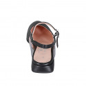 Decolté aperta sul tallone da donna con elastico e cinturino in pelle nera e vinile trasparente tacco 2 - Misure disponibili: 32