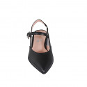 Decolté aperta sul tallone da donna con elastico e cinturino in pelle nera e vinile trasparente tacco 2 - Misure disponibili: 32