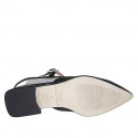 Decolté aperta sul tallone da donna con elastico e cinturino in pelle nera e vinile trasparente tacco 2 - Misure disponibili: 32