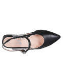 Decolté aperta sul tallone da donna con elastico e cinturino in pelle nera e vinile trasparente tacco 2 - Misure disponibili: 32
