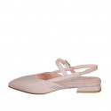 Decolté aperta sul tallone da donna con elastico e cinturino in pelle rosa chiaro e vinile trasparente tacco 2 - Misure disponibili: 32, 33