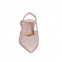 Decolté aperta sul tallone da donna con elastico e cinturino in pelle rosa chiaro e vinile trasparente tacco 2 - Misure disponibili: 32, 33