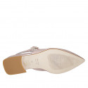 Decolté aperta sul tallone da donna con elastico e cinturino in pelle rosa chiaro e vinile trasparente tacco 2 - Misure disponibili: 32, 33