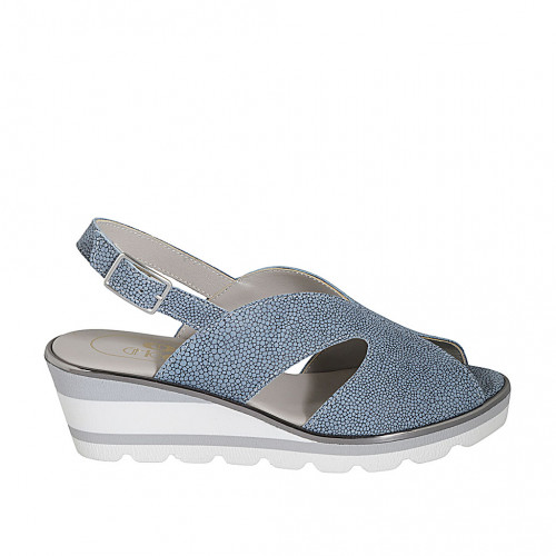 Woman's sandal in light blue printed...