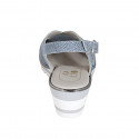 Sandalo da donna in pelle stampata azzurra zeppa 5 - Misure disponibili: 42, 45