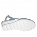 Sandale pour femmes en cuir imprimé bleu clair talon compensé 5 - Pointures disponibles:  32, 33, 34, 42, 43, 44, 45