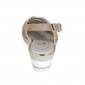 Sandale pour femmes en cuir imprimé sable talon compensé 5 - Pointures disponibles:  45