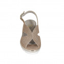 Sandale pour femmes en cuir imprimé sable talon compensé 5 - Pointures disponibles:  45