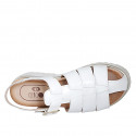 Woman's sandal with strap in white leather heel 3 - Available sizes:  32, 33, 34, 43, 44, 45, 46